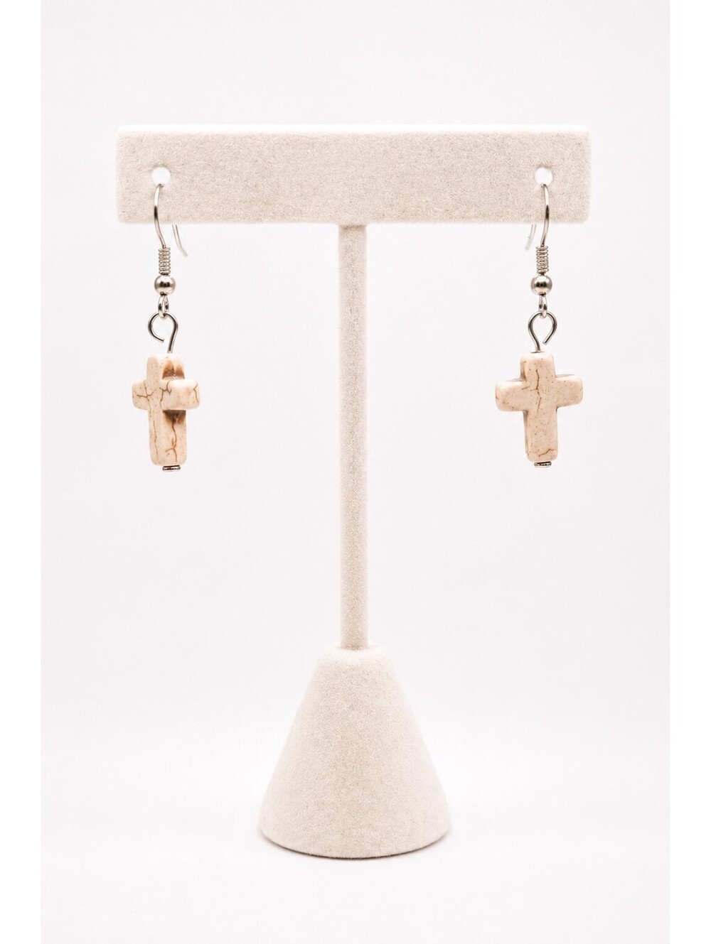 Handmade Cross Dangle Earrings – Natural Stone Cross Earrings